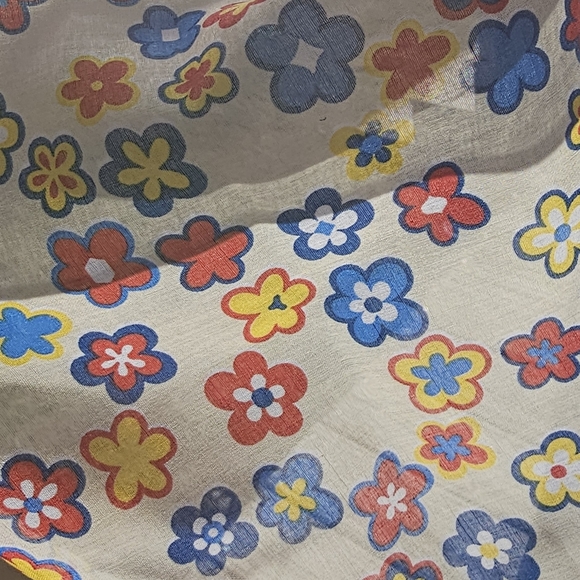 Vintage Sheer Flower Power Vtg fabric 70s 80s - Picture 2 of 5